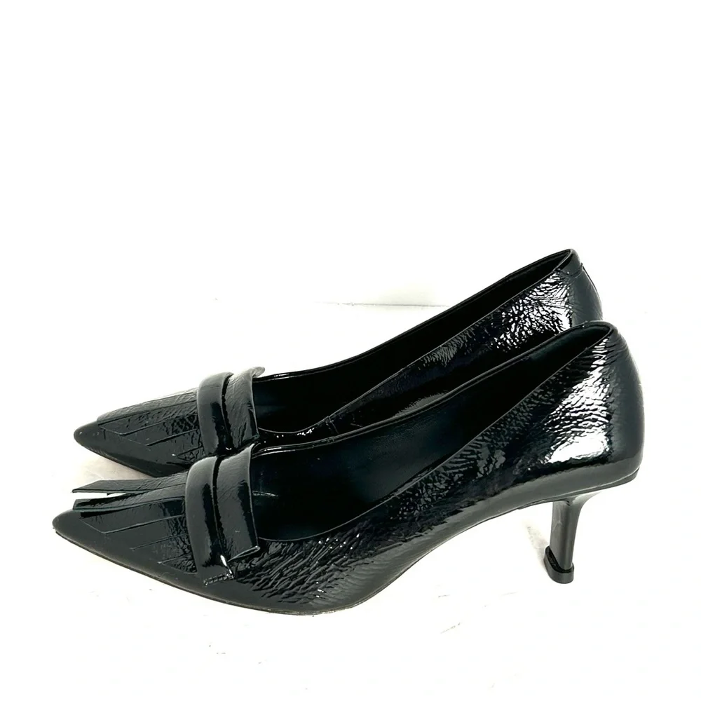 Anthropologie Vicenza Kilty Pointed-toe Patent Leather Heels Pumps Shoes Size 9 - Picture 3 of 12